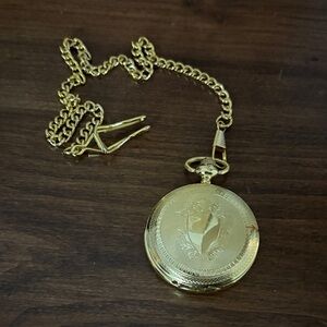 VON HATTENBERG Gold Toned Pocket Watch with Chain